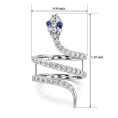 Lapis Lazuli and Simulated Diamond 2.50 ctw Snake Ring in Sterling Silver (Size 8.0)