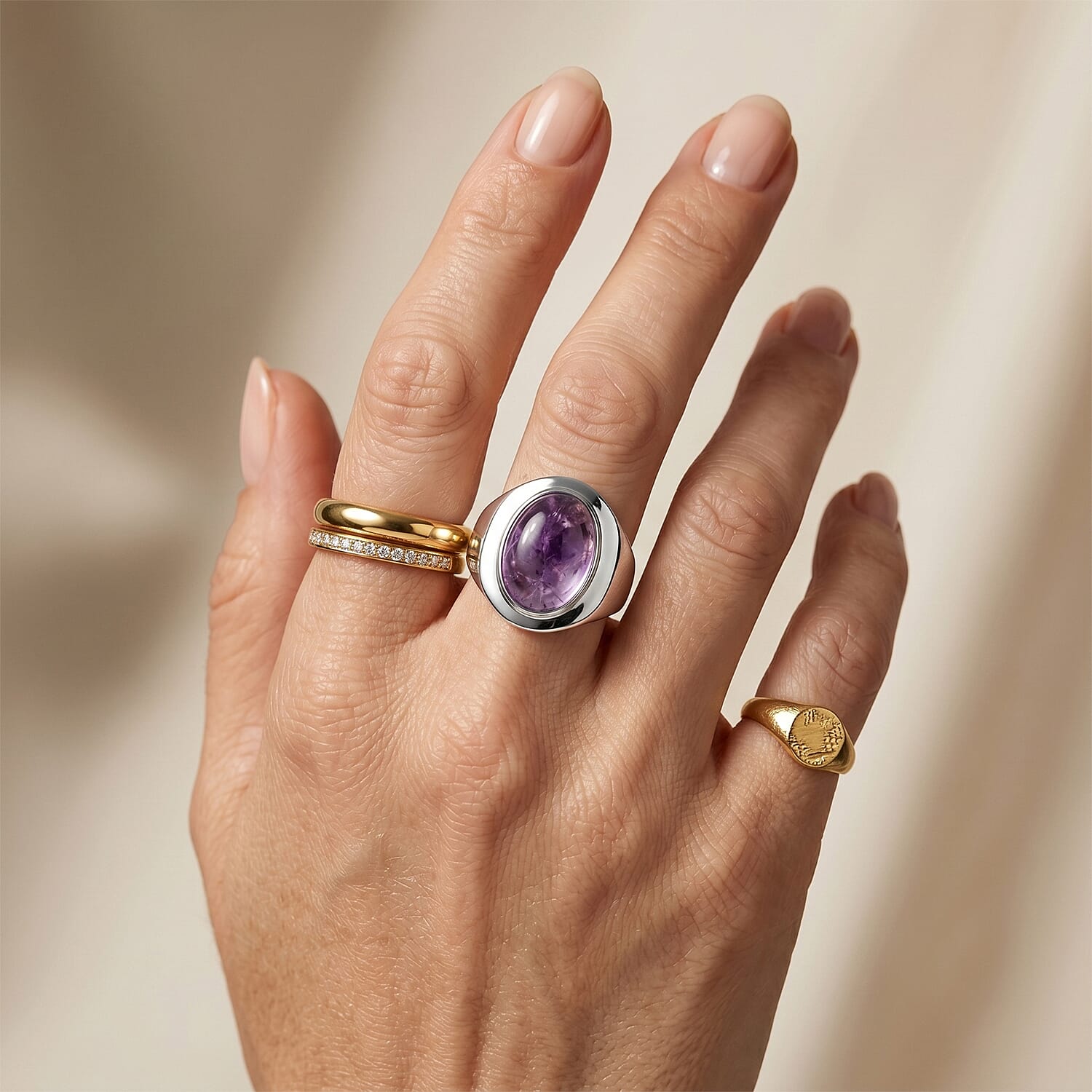 Amethyst 11.00 ctw Statement Ring in Sterling Silver (Size 11.5)