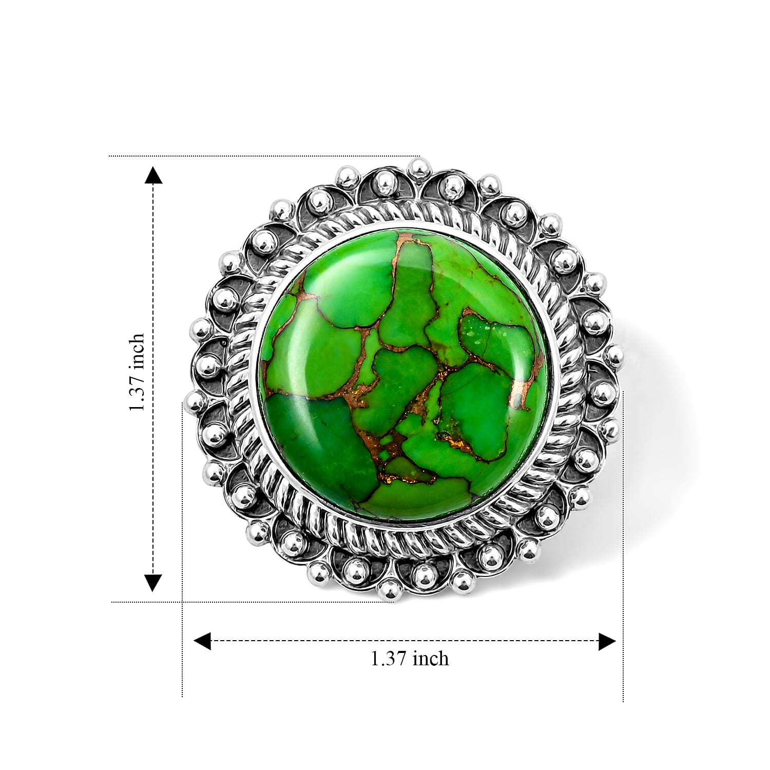 Mojave Green Turquoise 27.00 ctw Statement Ring in Sterling Silver (Size 6.0)