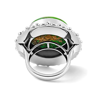 Mojave Green Turquoise 27.00 ctw Statement Ring in Sterling Silver (Size 7.0)