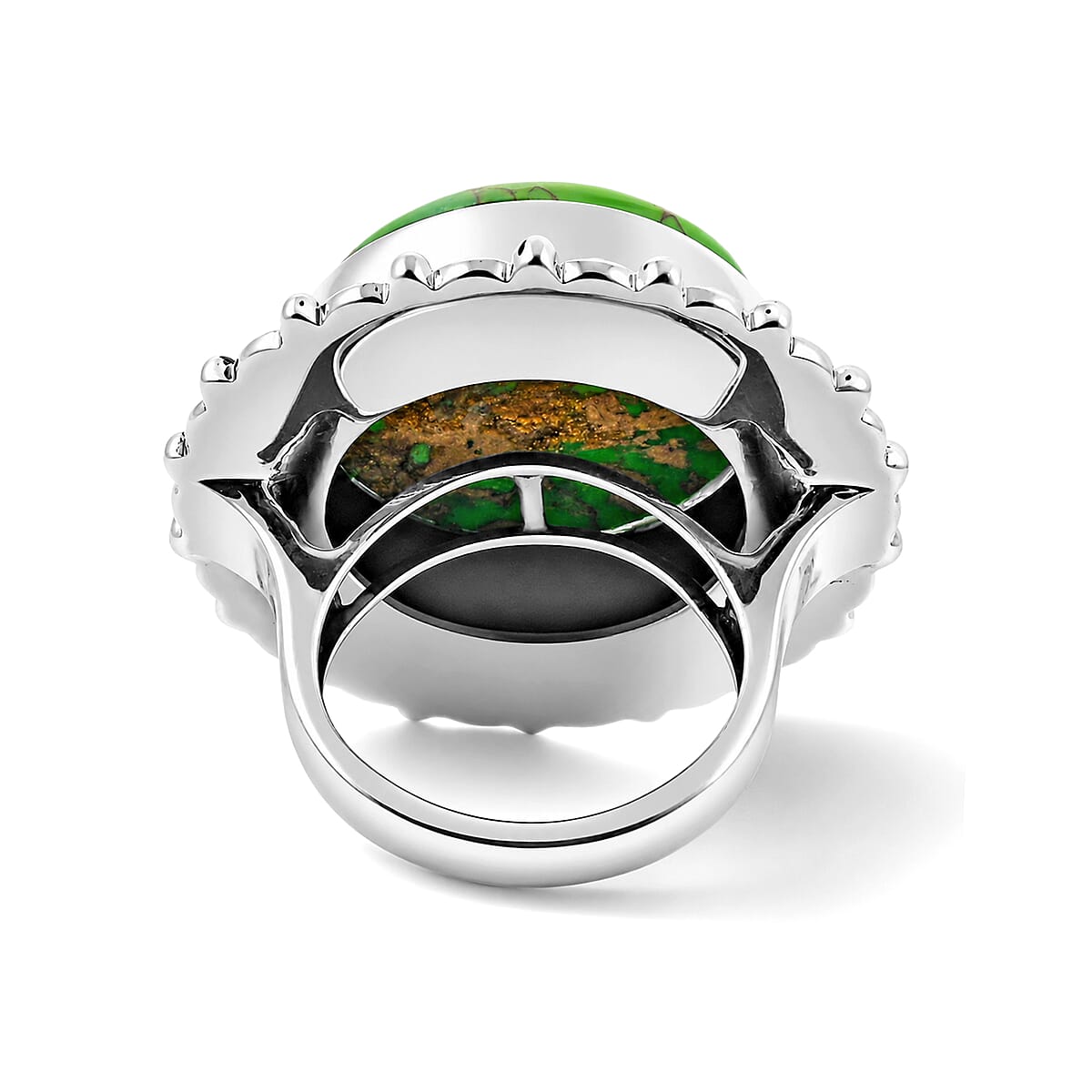 Mojave Green Turquoise 27.00 ctw Statement Ring in Sterling Silver (Size 9.0) image number 4