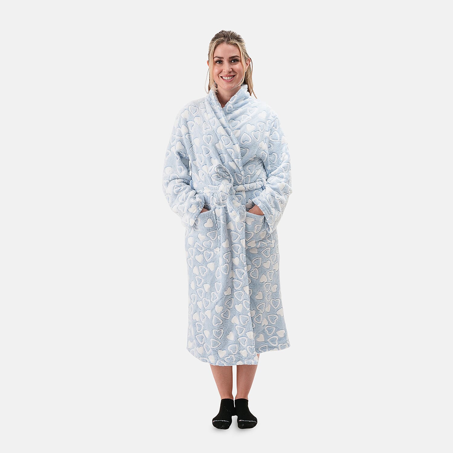 Amanda Paige Blue Plush Heart Robe-M