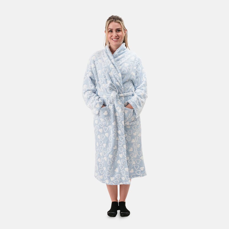 Amanda Paige Blue Plush Heart Robe-M