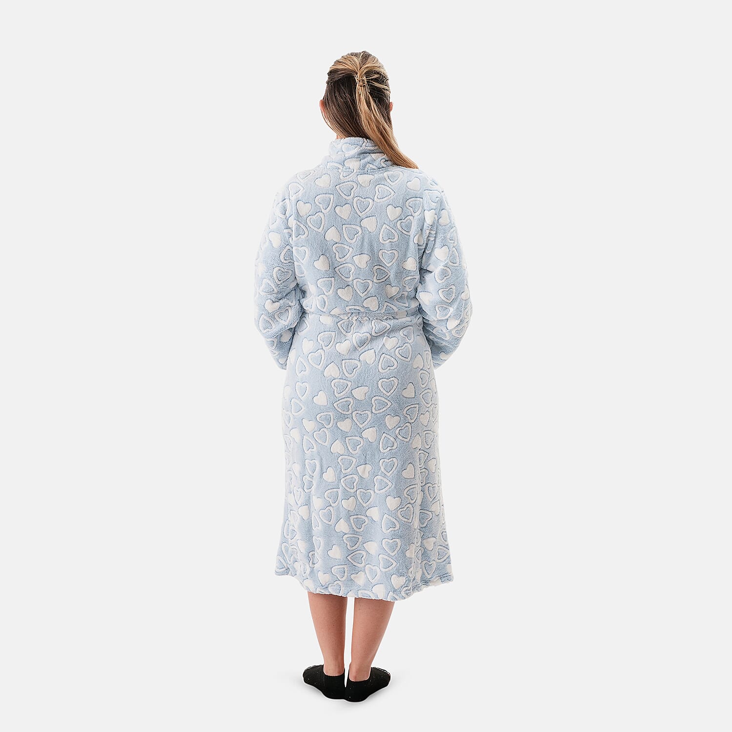 Amanda Paige Blue Plush Heart Robe-M