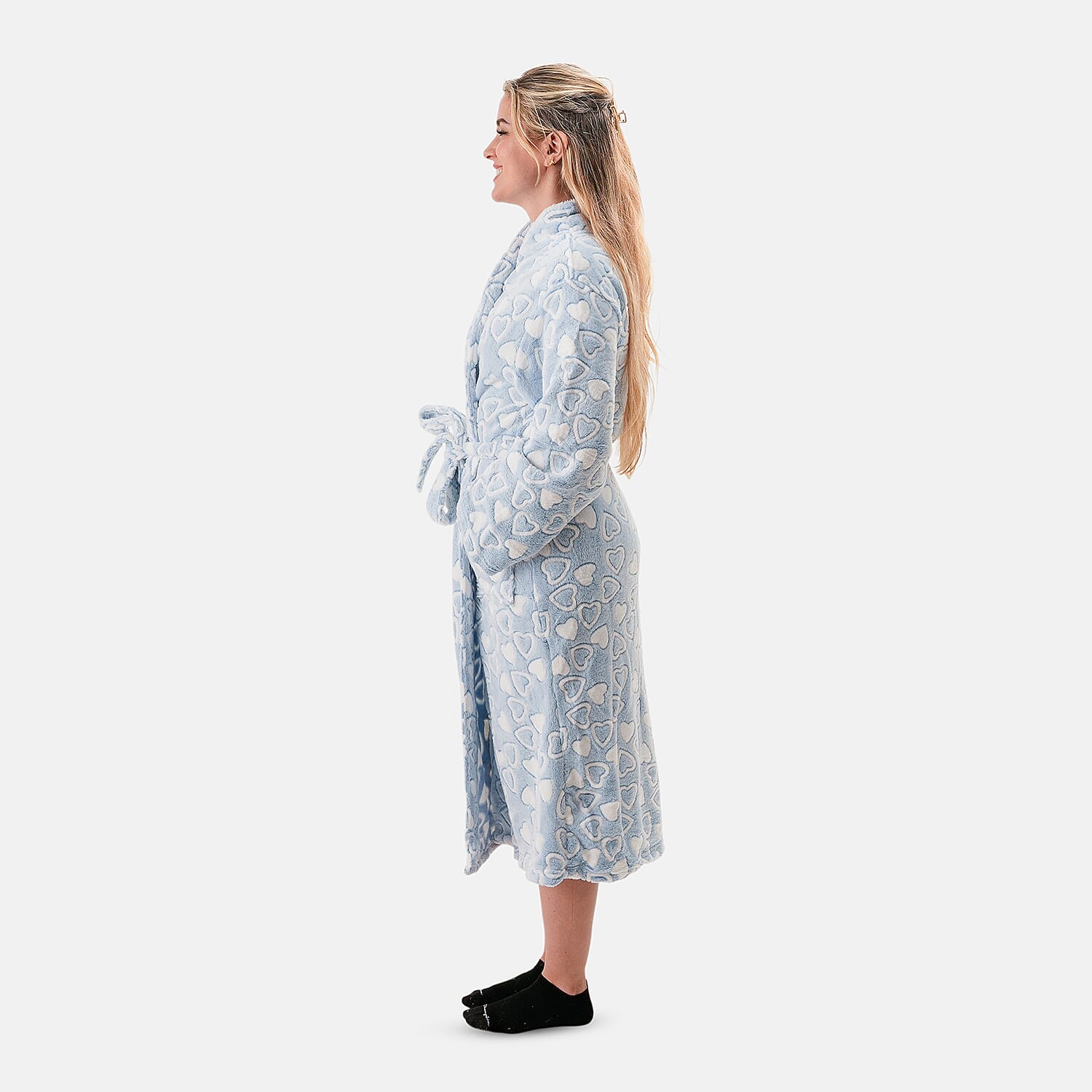 Amanda Paige Blue Plush Heart Robe-M