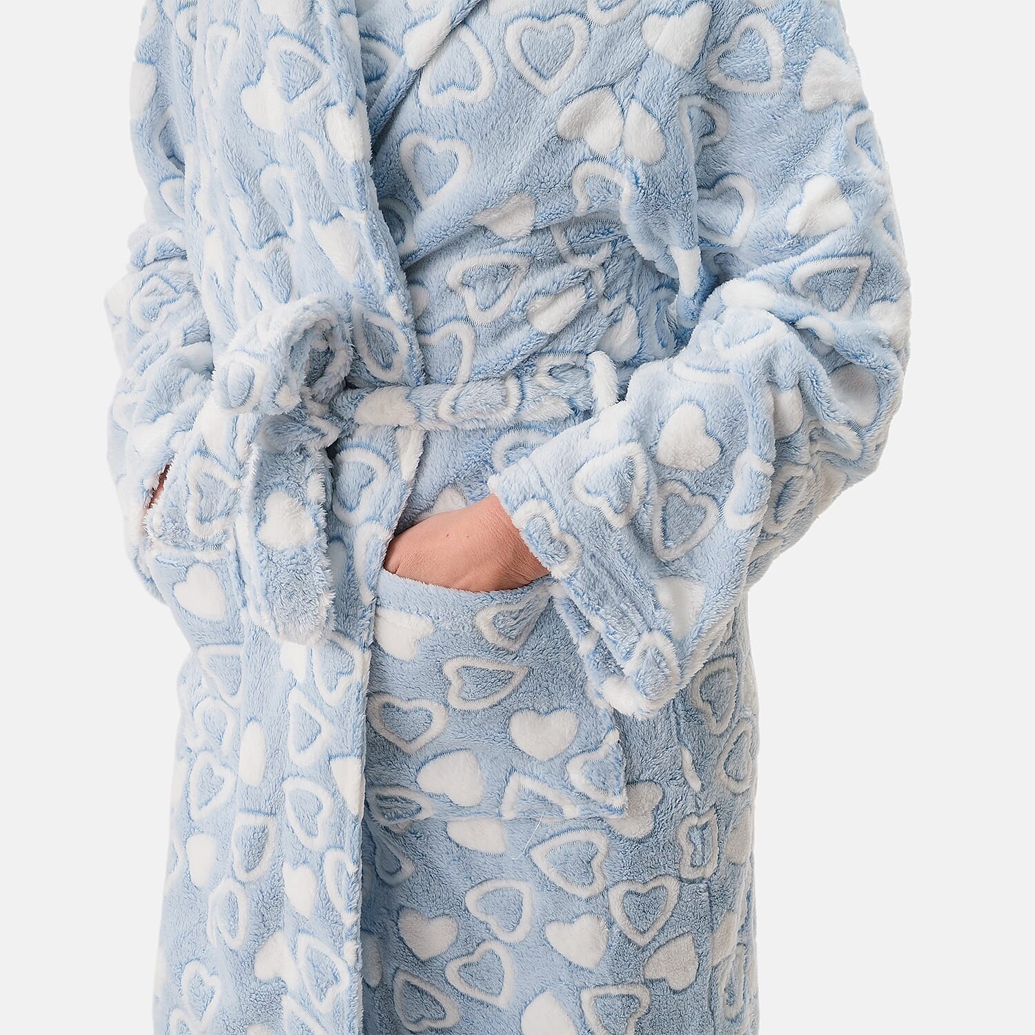 Amanda Paige Blue Plush Heart Robe-M