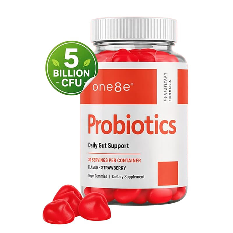 One8e Probiotics Digestion, Immunity, and Balance Support-Strawberry (30 Gummies) Made in US