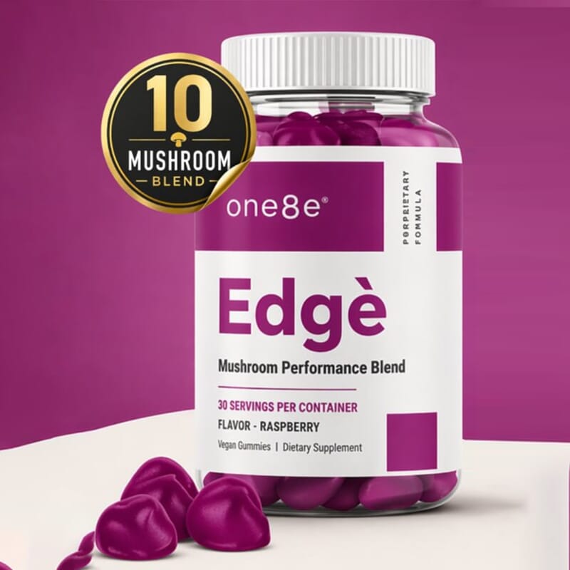 One8e Edge Mushroom Performance Blend-Raspberry (30 Gummies) Made in US