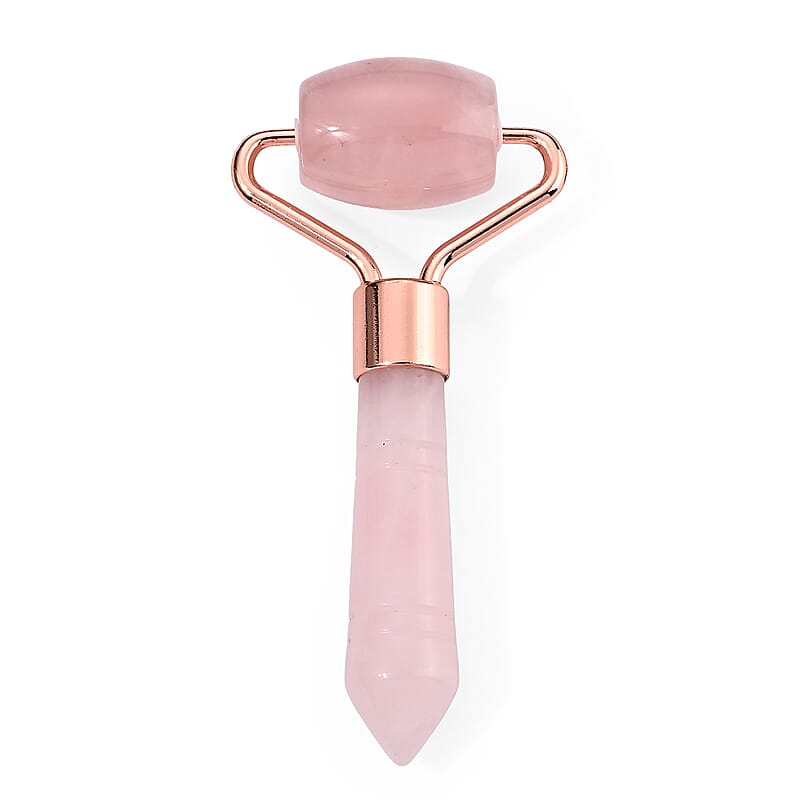 Rose Quartz Massage Roller Stick in Rosetone 125.00 ctw