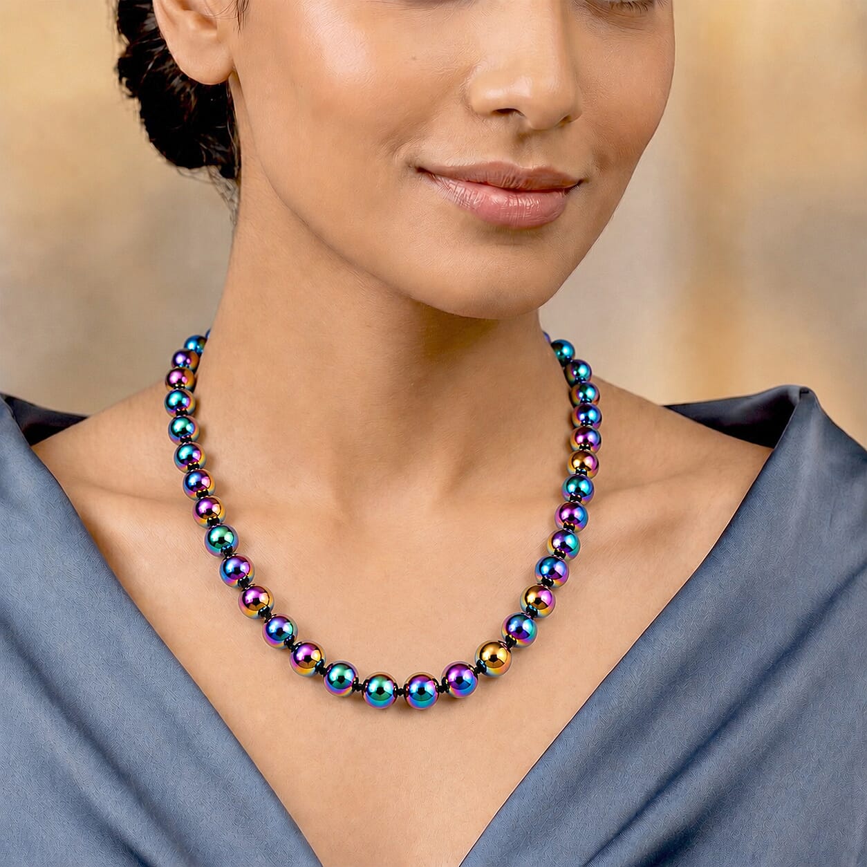 Terahertz 300.00 ctw Beaded Necklace in Stainless Steel 20 Inches