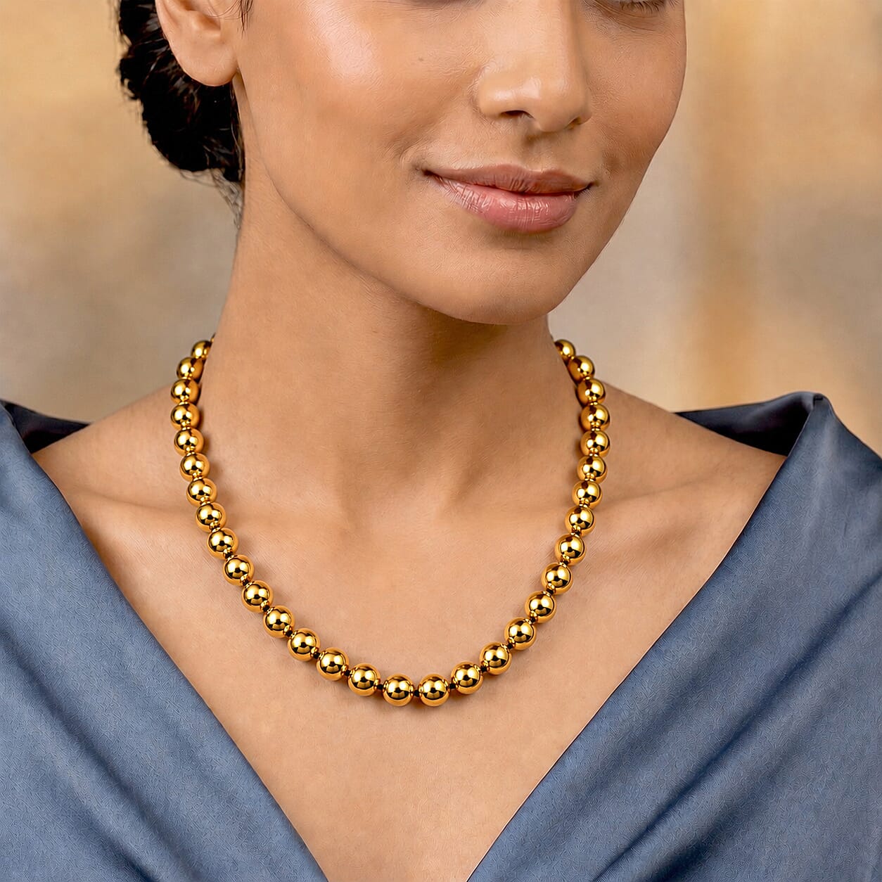Terahertz 300.00 ctw Beaded Necklace in Stainless Steel 20 Inches
