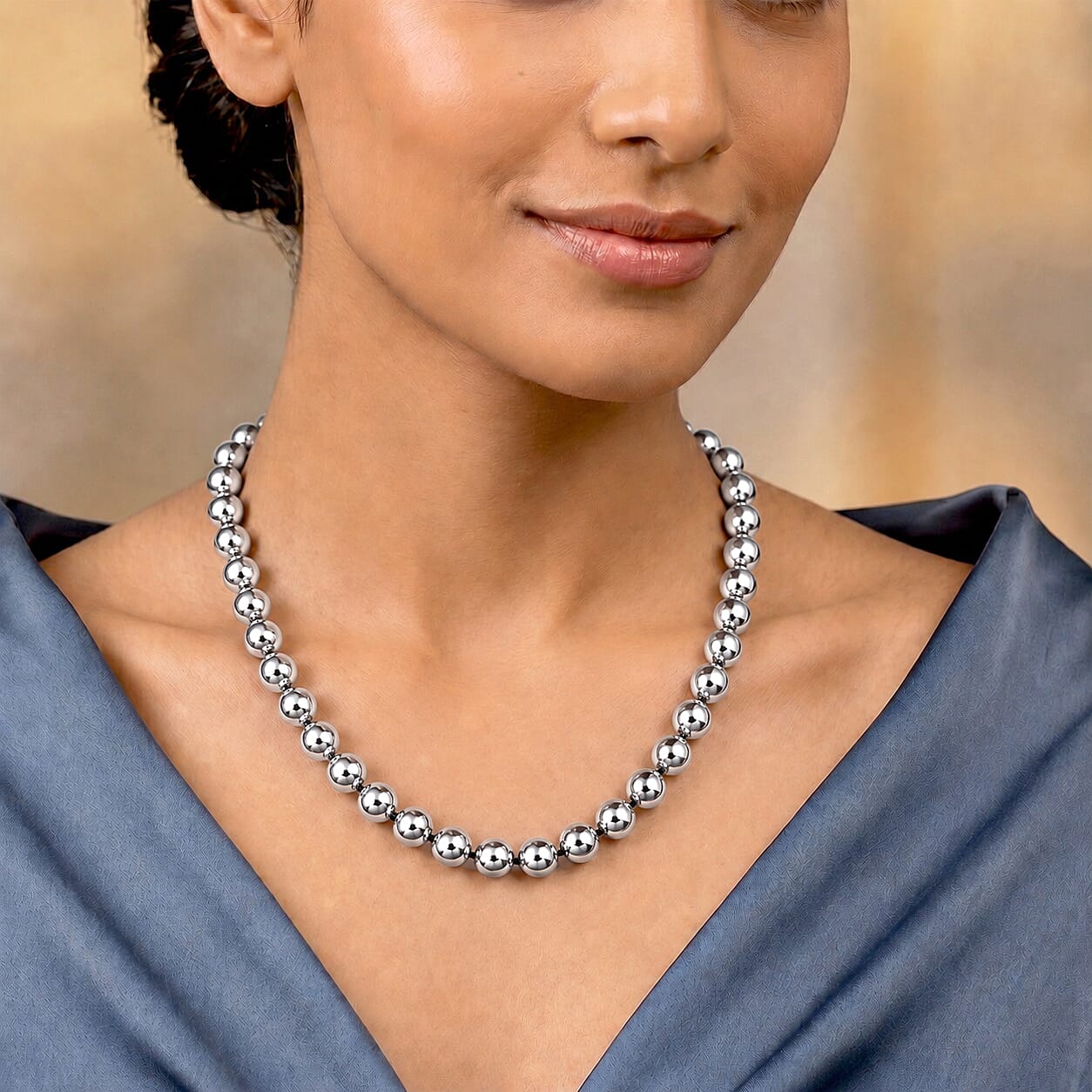 Terahertz 300.00 ctw Beaded Necklace in Stainless Steel 20 Inches