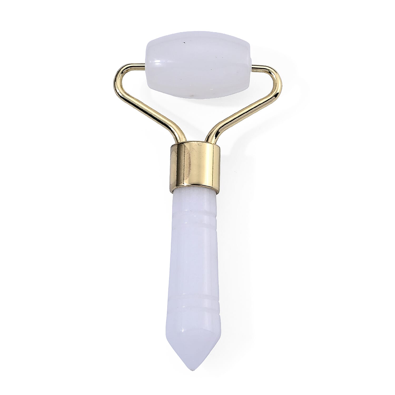 White Jade Massage Roller Stick in Goldtone 125.00 ctw