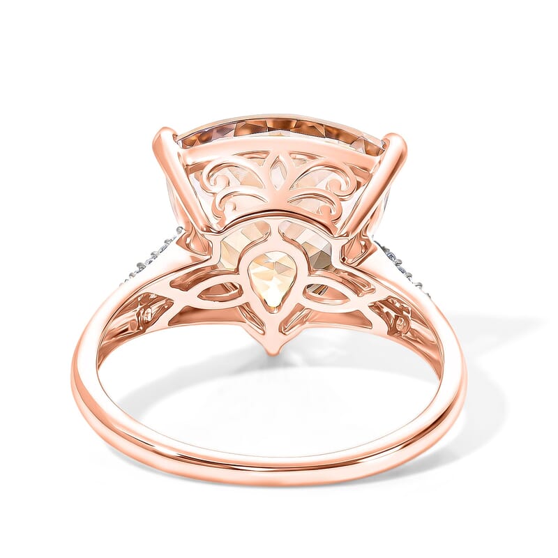 Luxoro AAA Marropino Morganite and Diamond G-H I2 5.70 ctw Love Embrace Ring in 10K Rose Gold (Size 5.0)
