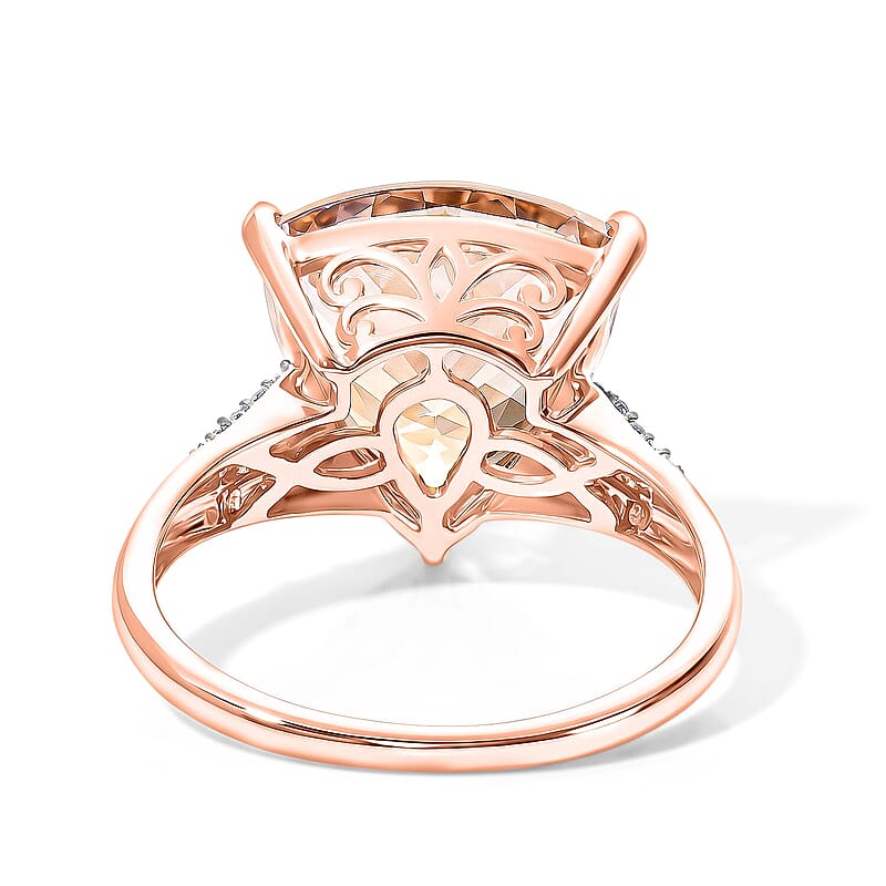 Luxoro AAA Marropino Morganite and Diamond G-H I2 5.70 ctw Love Embrace Ring in 10K Rose Gold (Size 5.0)