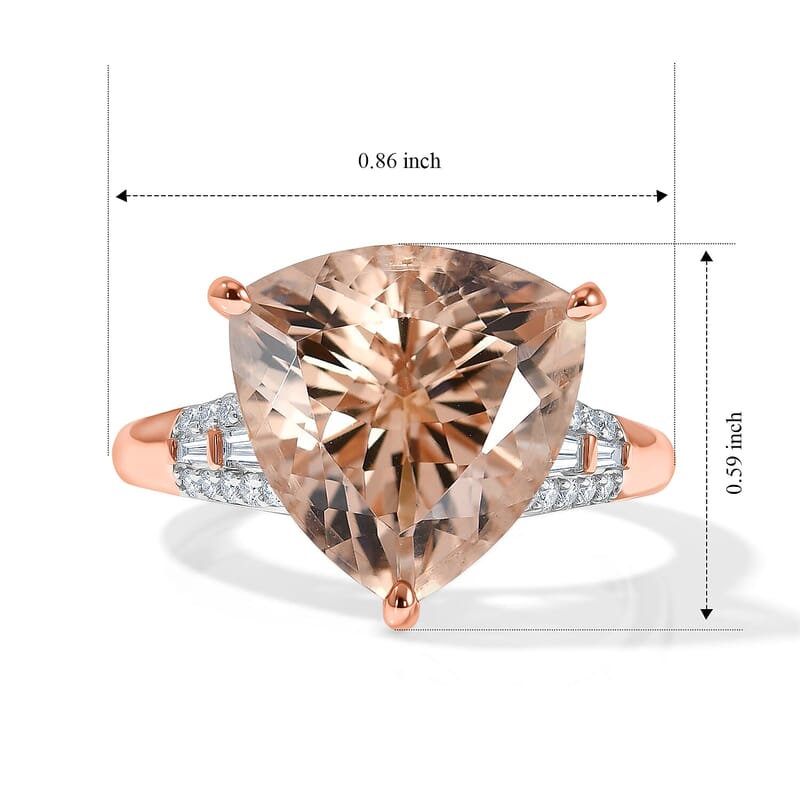 Luxoro AAA Marropino Morganite and Diamond G-H I2 5.70 ctw Love Embrace Ring in 10K Rose Gold (Size 5.0)
