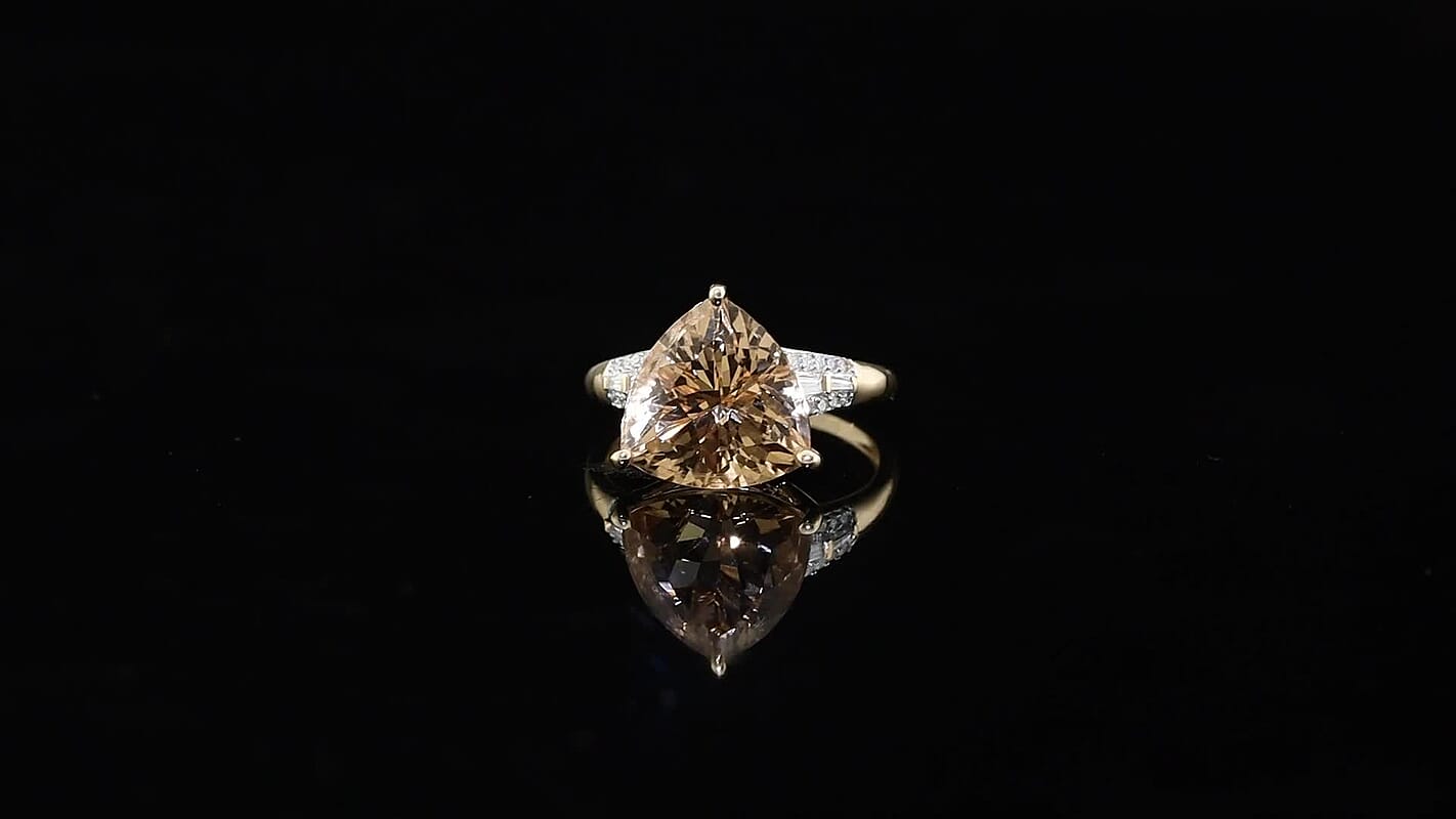 Luxoro 10K Rose Gold AAA Marropino Morganite, Diamond (G-H, I2) Ring (Size 6.0) 5.70 ctw