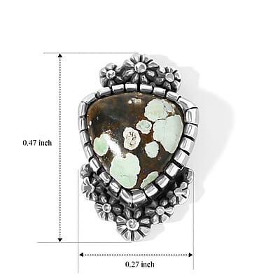 D'Joy Artisan Crafted Premium Spiderweb Turquoise 1.80 ctw Stud Earrings in Sterling Silver