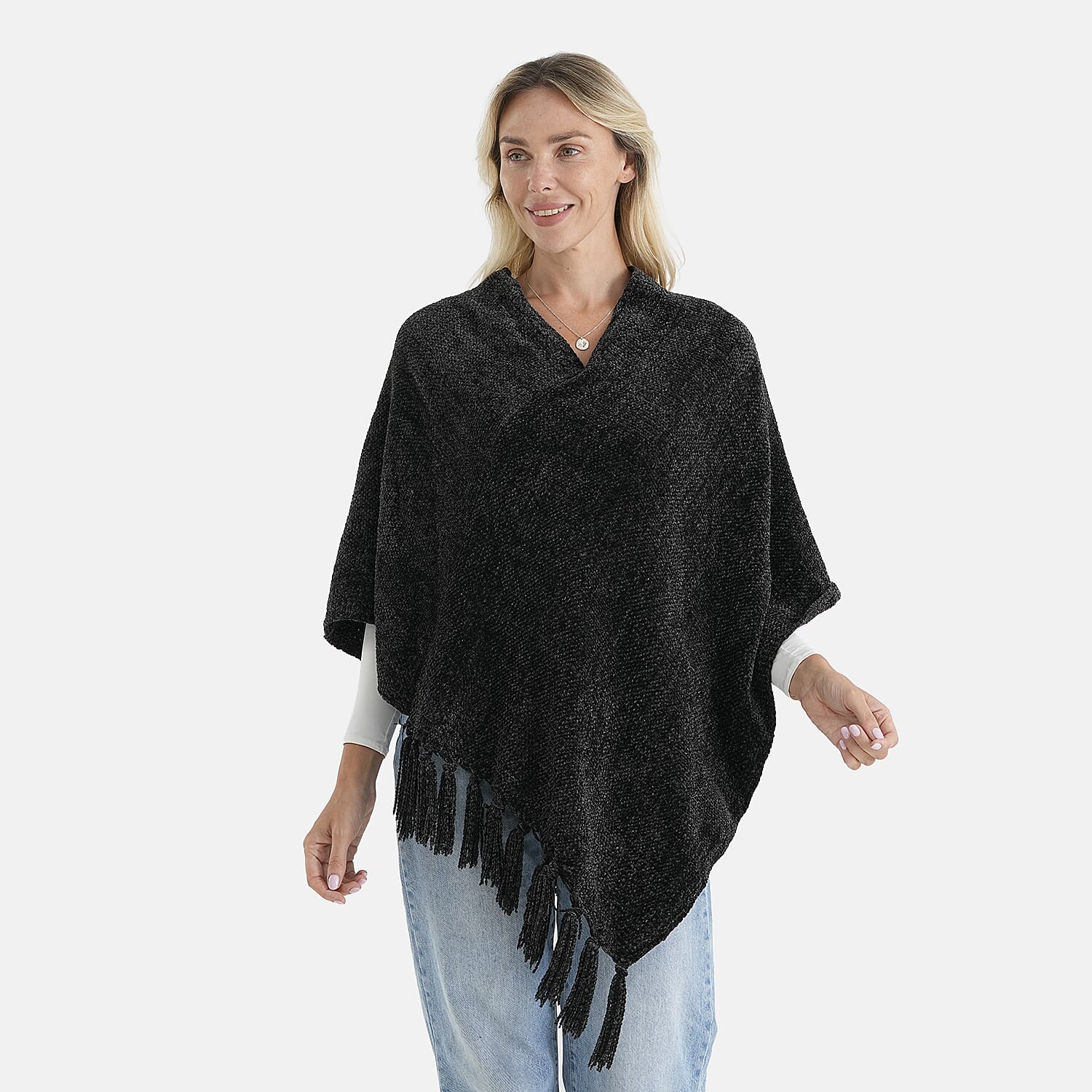 Closeout Gray Tassel Poncho