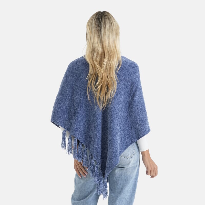 Closeout Blue Tassel Poncho