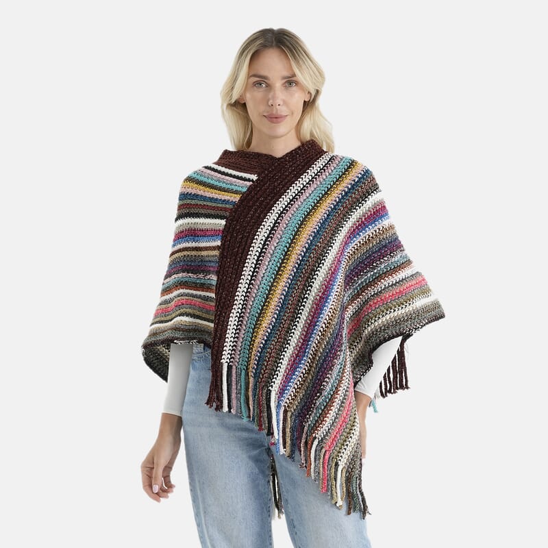 Closeout Red Tassel Poncho