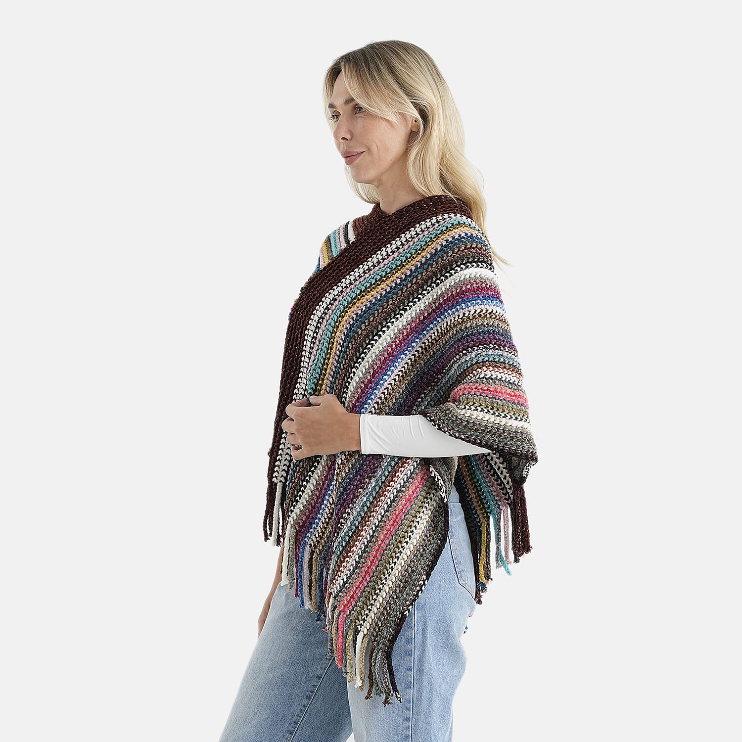 Closeout Red Tassel Poncho