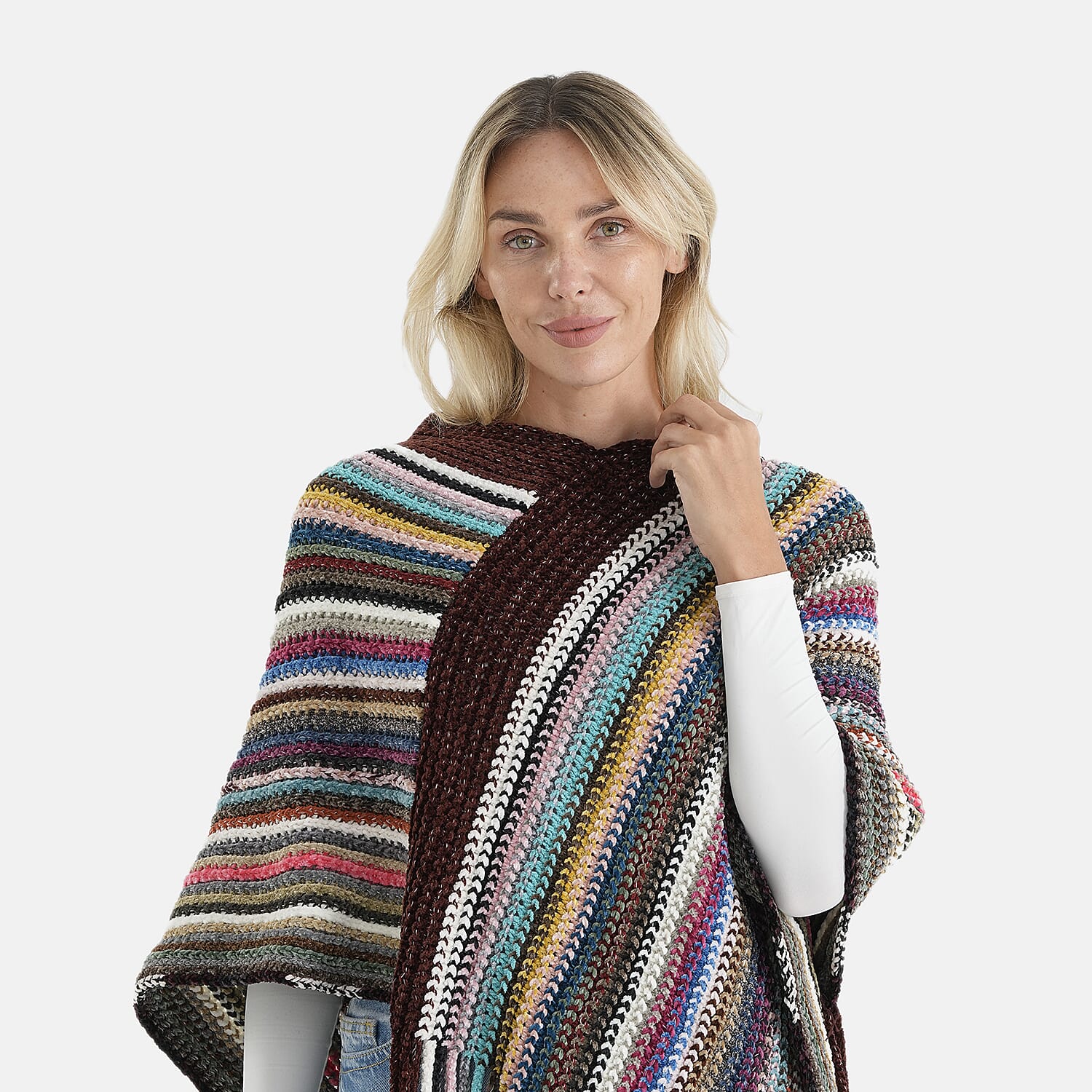 Closeout Red Tassel Poncho