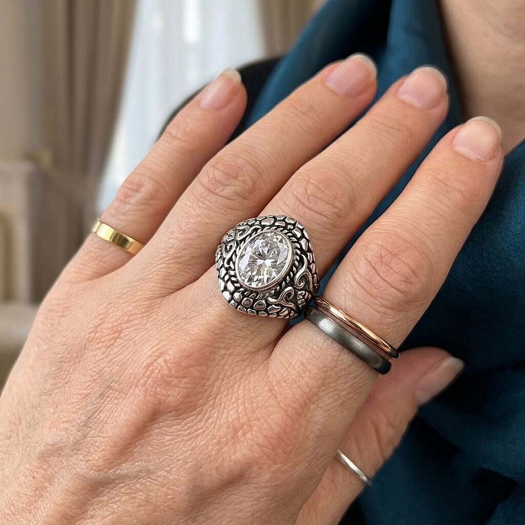 D'Joy Bali Legacy Moissanite 2.80 ctw Ring in Sterling Silver (Size  5.0)