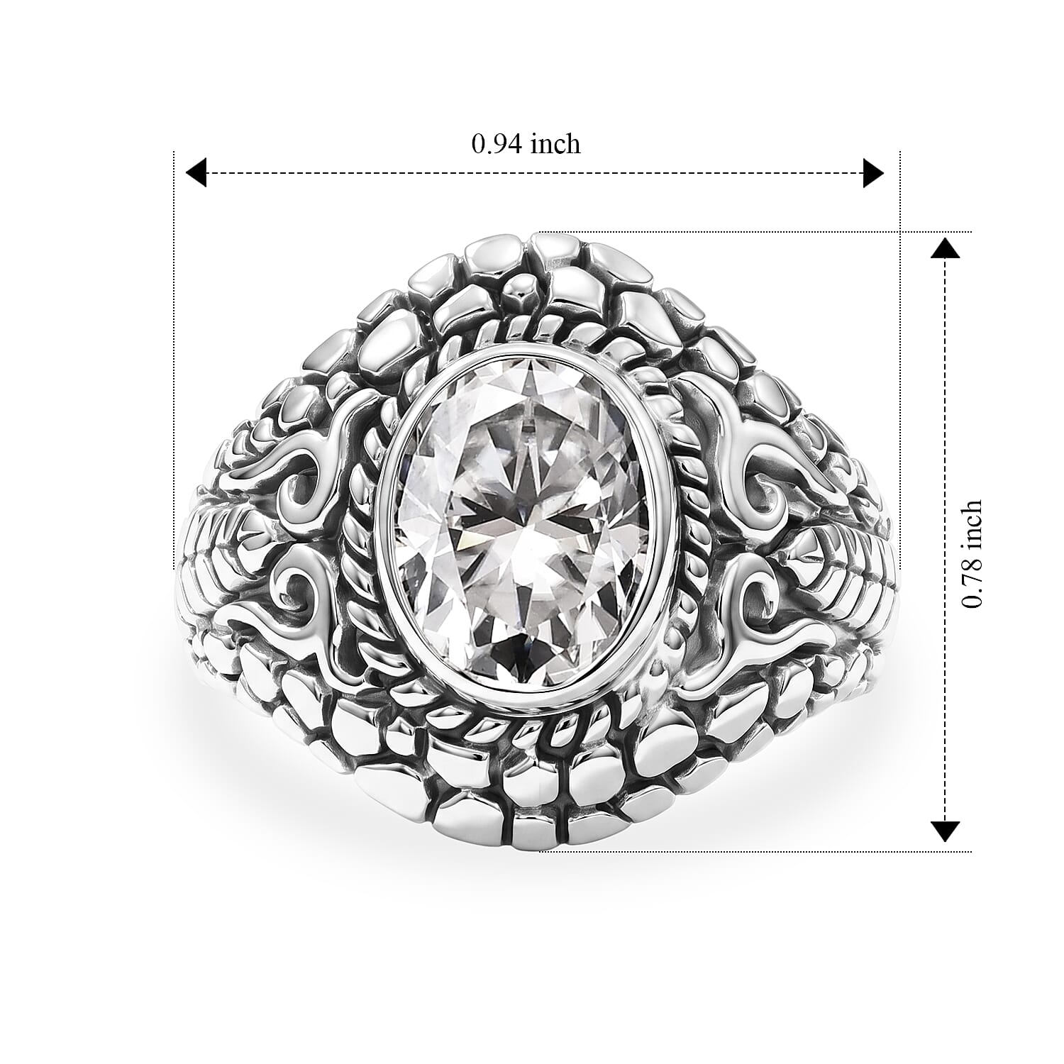 D'Joy Bali Legacy Moissanite 2.80 ctw Ring in Sterling Silver (Size  5.0)