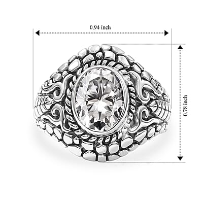D'Joy Bali Legacy Moissanite 2.80 ctw Ring in Sterling Silver (Size  5.0)