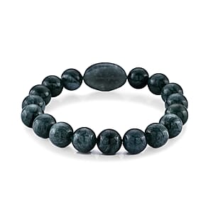 24K Yellow Gold Pixiu Charm Natural Olmec Jadeite 130.00 ctw Beaded Stretch Bracelet