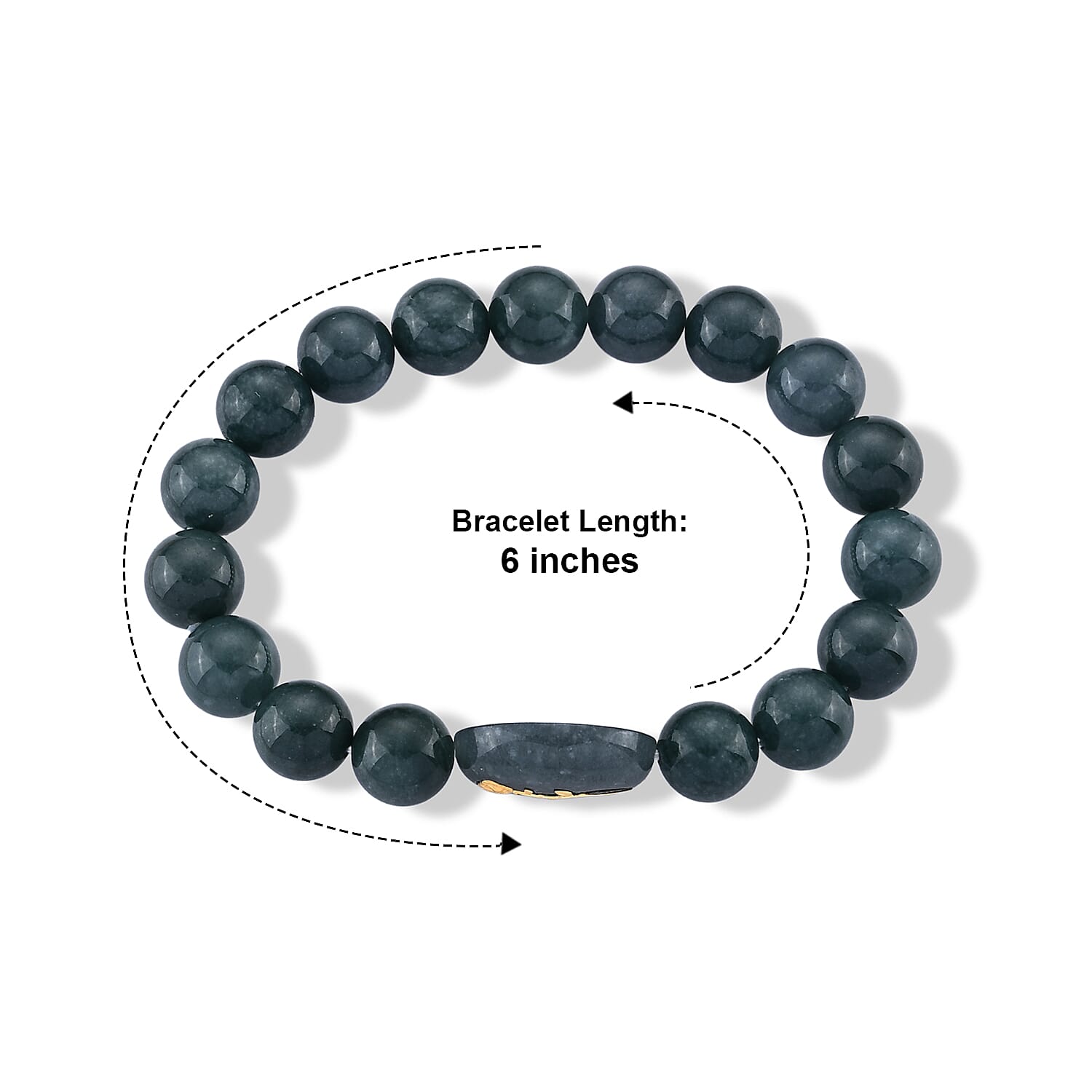 24K Yellow Gold Forever Rose Charm Natural Olmec Jadeite 130.00 ctw Beaded Stretch Bracelet