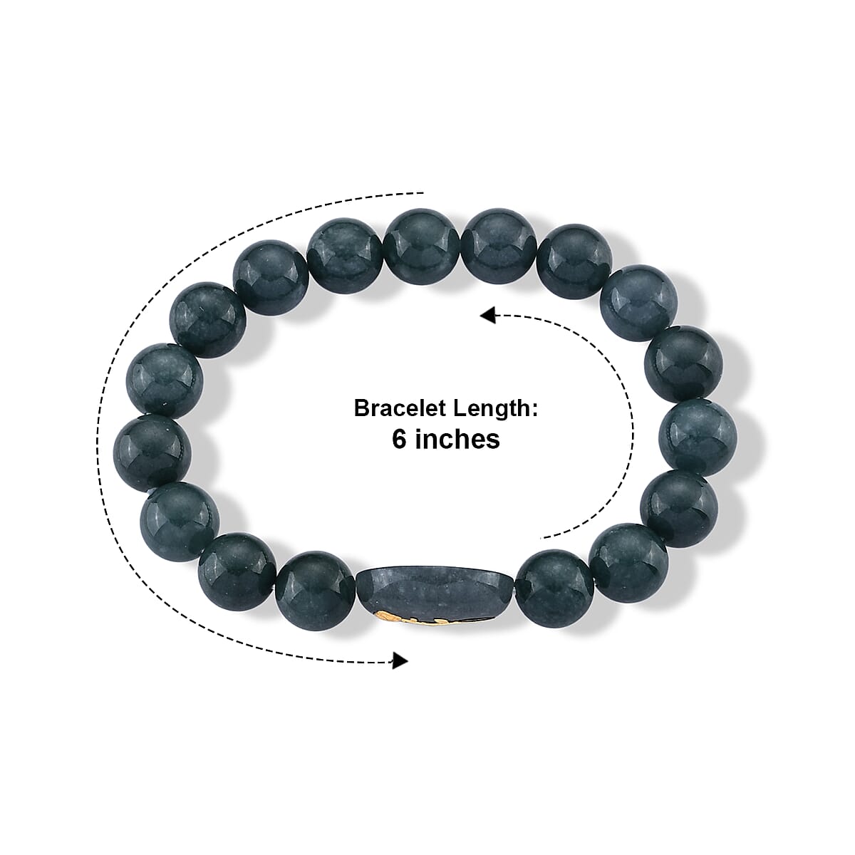 24K Yellow Gold Rose Charm Natural Olmec Jadeite 130.00 ctw Beaded Stretch Bracelet image number 4