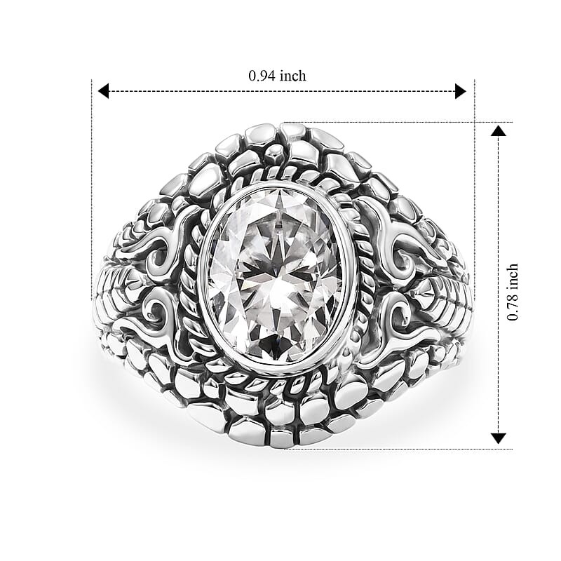 D'Joy Bali Legacy Moissanite 2.80 ctw Ring in Sterling Silver (Size 7.0)