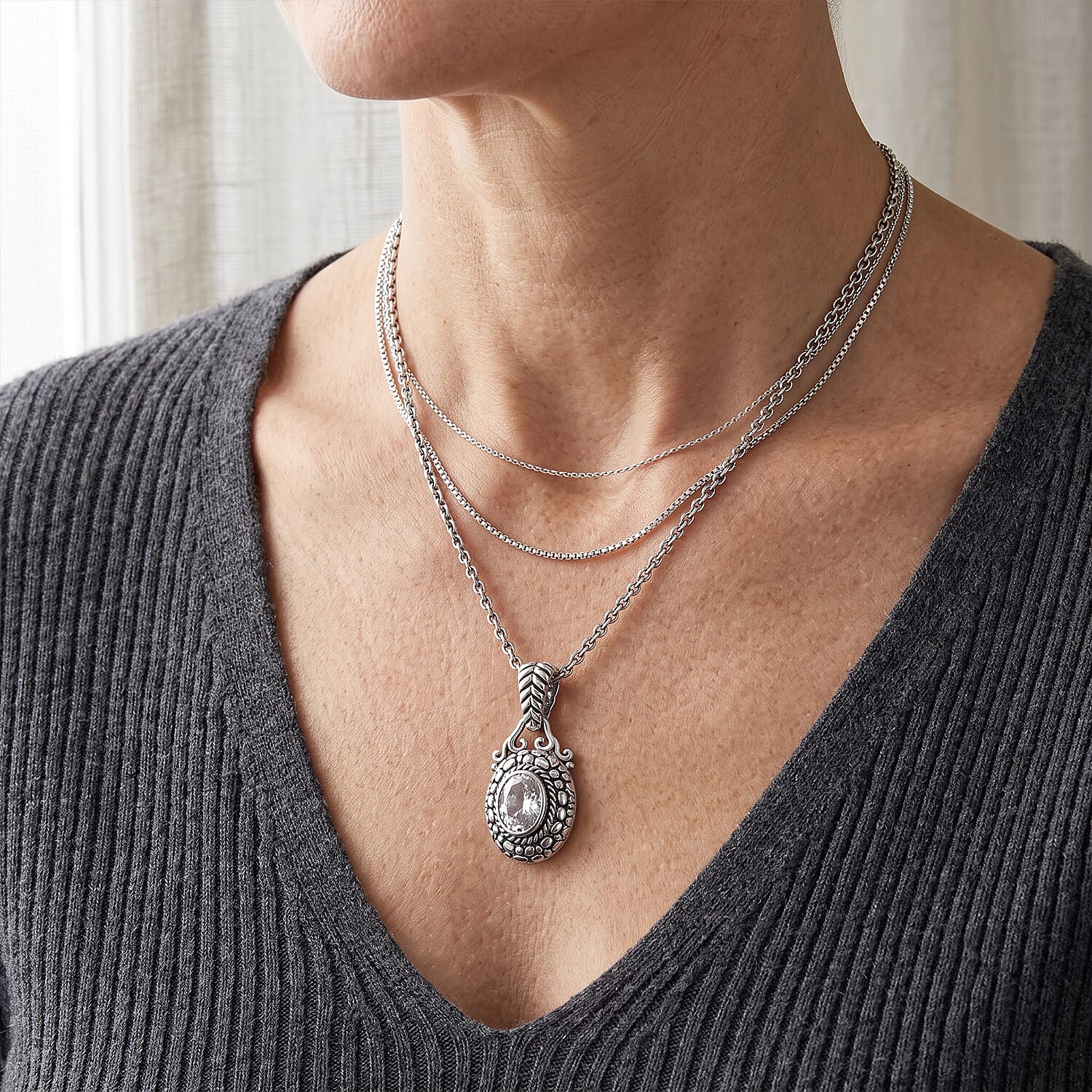 D'Joy Bali Legacy Moissanite 2.80 ctw Pendant Without Chain in Sterling Silver