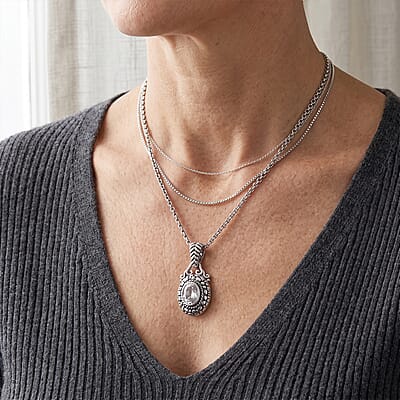D'Joy Bali Legacy Moissanite 2.80 ctw Pendant Without Chain in Sterling Silver