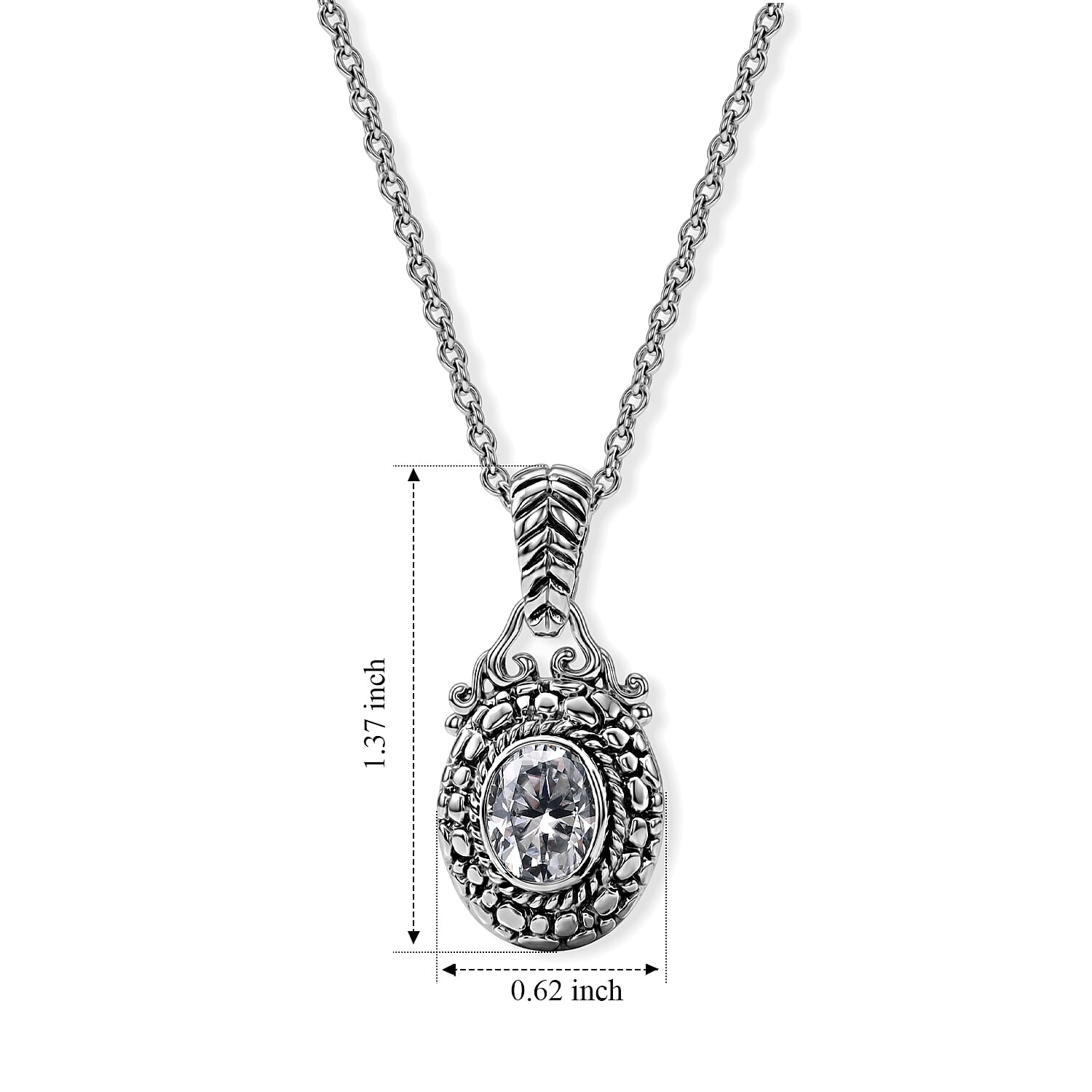 D'Joy Bali Legacy Moissanite 2.80 ctw Pendant Without Chain in Sterling Silver