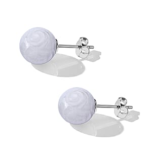 D'Joy Natural Jade 30.00 ctw Money Coin Stud Earrings in Rhodium Over Sterling Silver