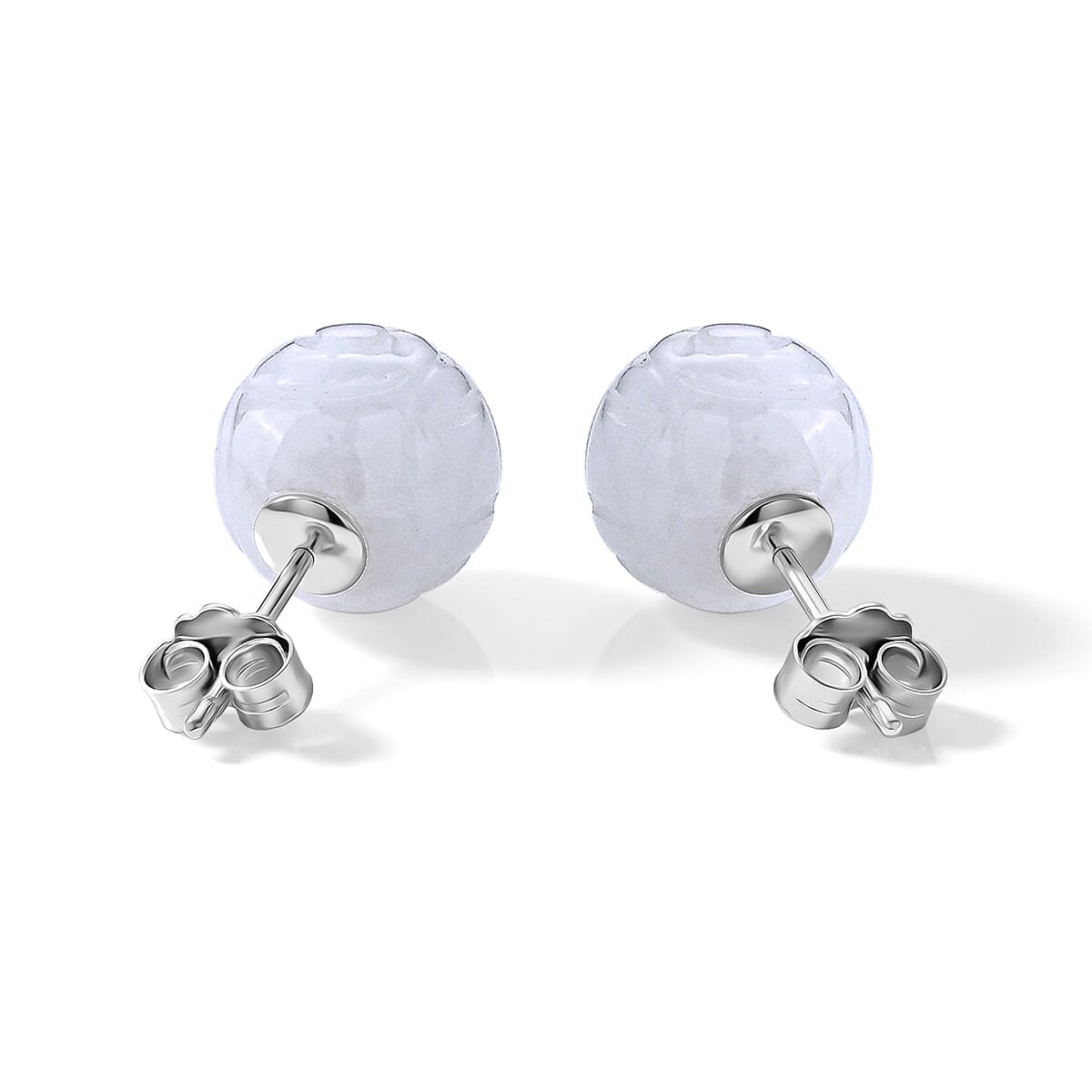 D'Joy Natural Jade 30.00 ctw Money Coin Stud Earrings in Rhodium Over Sterling Silver image number 4