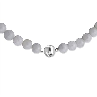 D'Joy Natural Jade 440.00 ctw Carved Double Dragon Pendant with Beaded Necklace (20 Inches) in Rhodium Over Sterling Silver