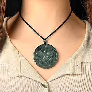 Natural Olmec Jadeite 55.00 ctw Carved 250th Independence Anniversary Cotton Cord Necklace (26-28 Inches)