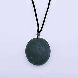 Natural Olmec Jadeite 55.00 ctw Carved Lady Fortuna Cotton Cord Necklace (26-28 Inches)