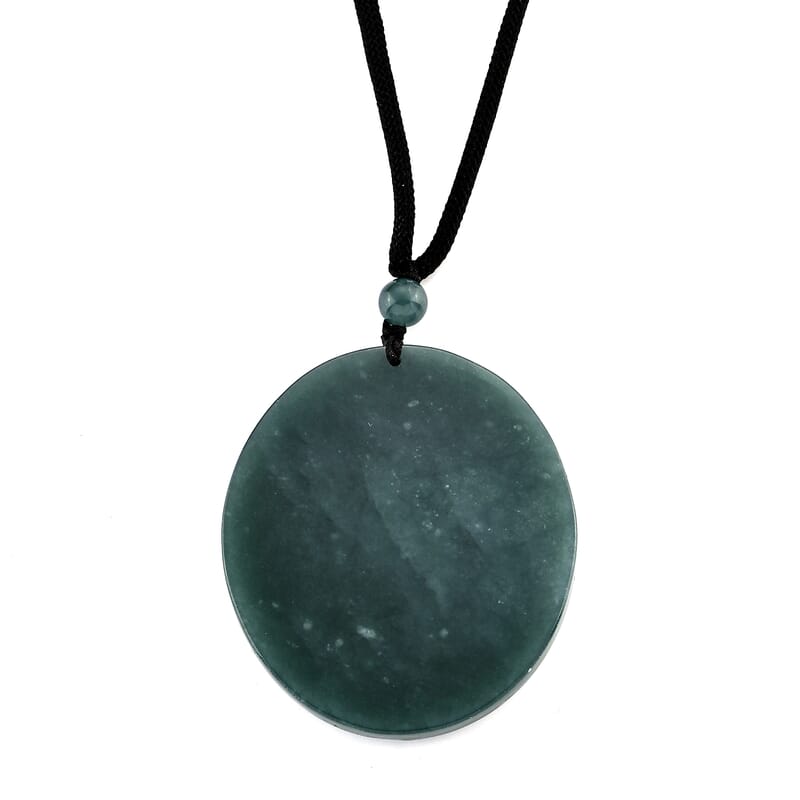 Natural Olmec Jadeite 55.00 ctw Carved Lady Fortuna Cotton Cord Necklace (26-28 Inches)
