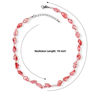 EverTrue Light Pink Pearl (D) and Rose Quartz 18.00 ctw Necklace (18 Inches) in Stainless Steel