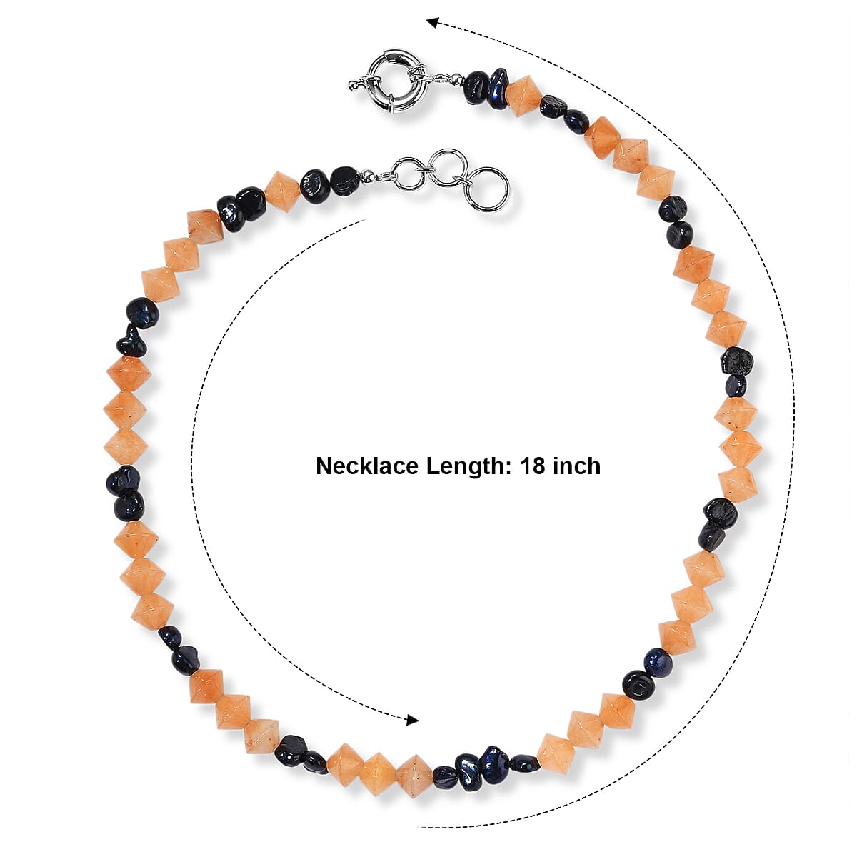 EverTrue Red Aventurine and Blue Pearl 150.00 ctw Necklace (18 Inches) in Platinum Bond image number 2
