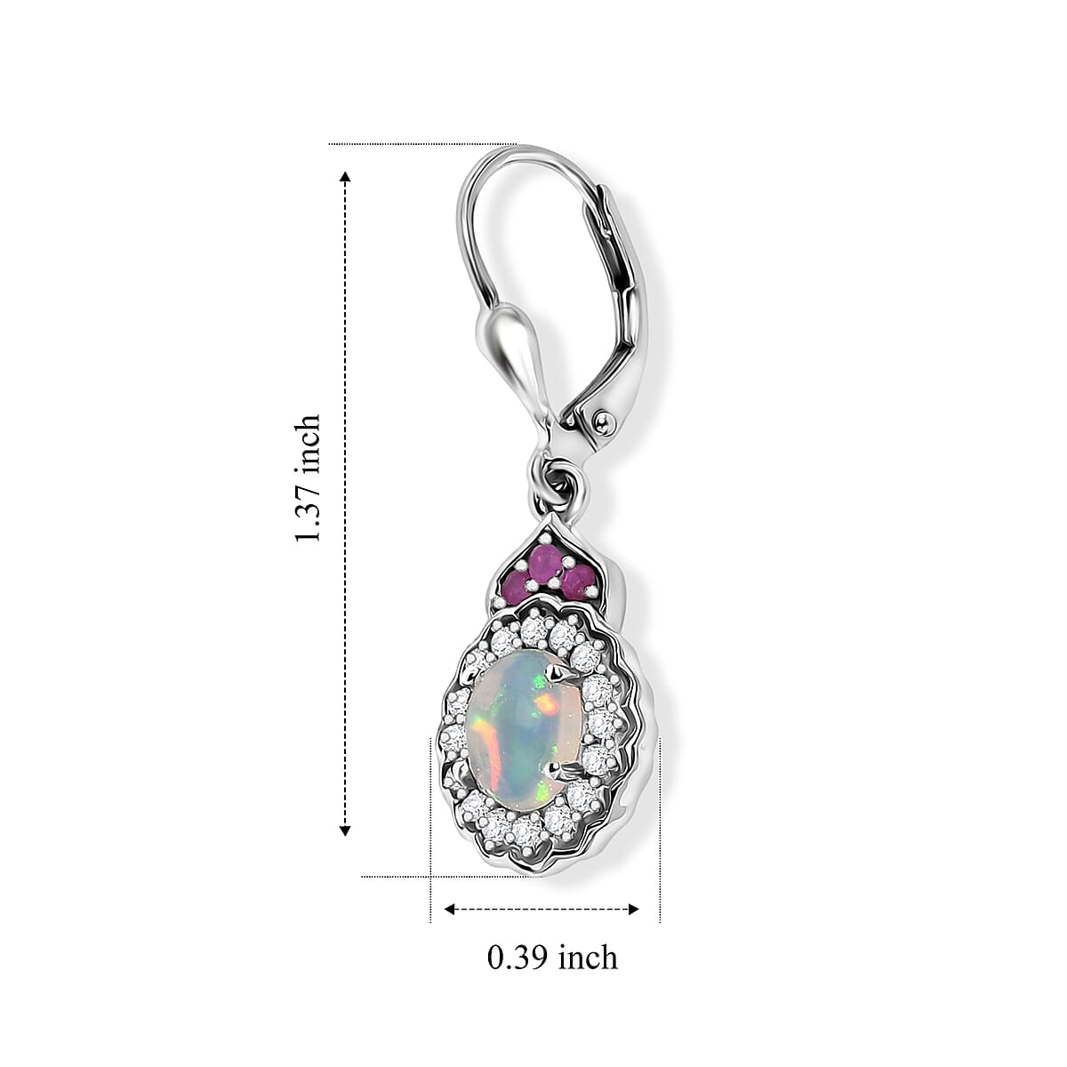 D'Joy Premium Ethiopian Welo Opal and Multi Gemstone 2.00 ctw Earrings in Rhodium Over Sterling Silver image number 2