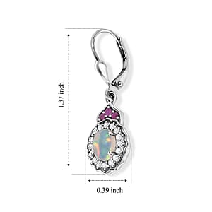 D'Joy Premium Ethiopian Welo Opal and Multi Gemstone 2.00 ctw Earrings in Rhodium Over Sterling Silver