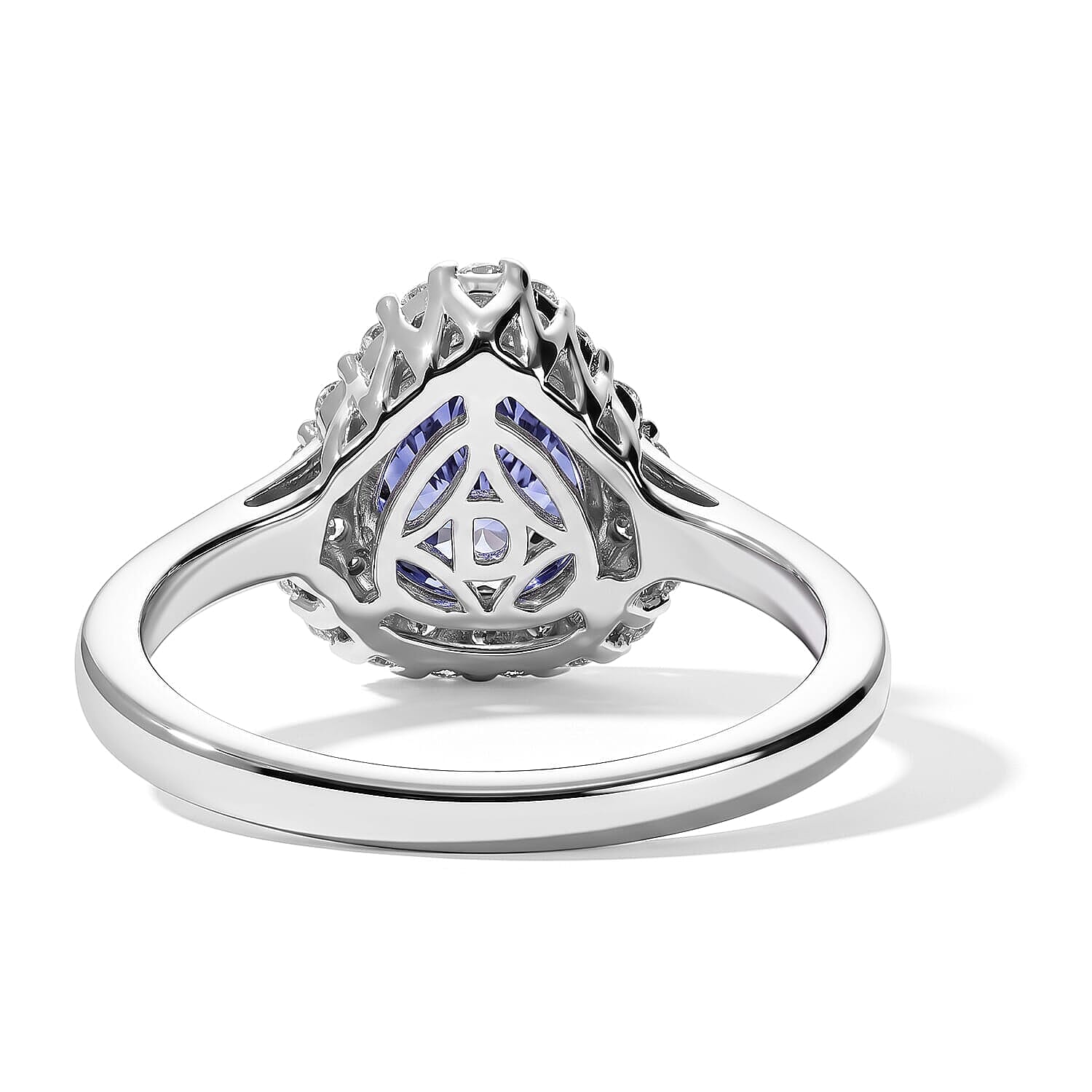 D'Joy Premium Tanzanite, Moissanite Ring in Rhodium Over Sterling Silver (Size 5.0) 1.35 ctw
