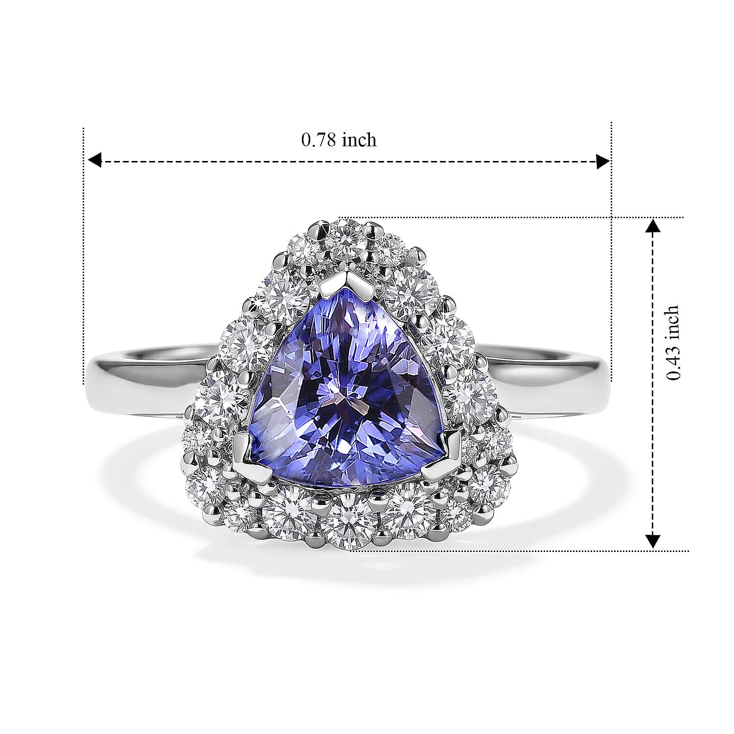 D'Joy Premium Tanzanite, Moissanite Ring in Rhodium Over Sterling Silver (Size 5.0) 1.35 ctw