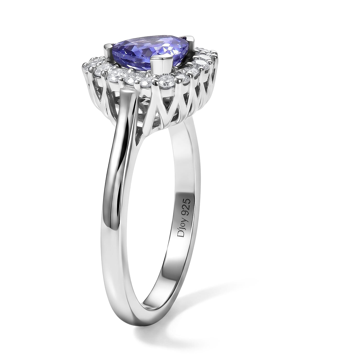 D'Joy Premium Tanzanite and Moissanite 1.35 ctw Ring in Rhodium Over Sterling Silver (Size 6.0)